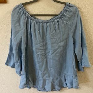 Versona Blue Off the Shoulder Shirt - M